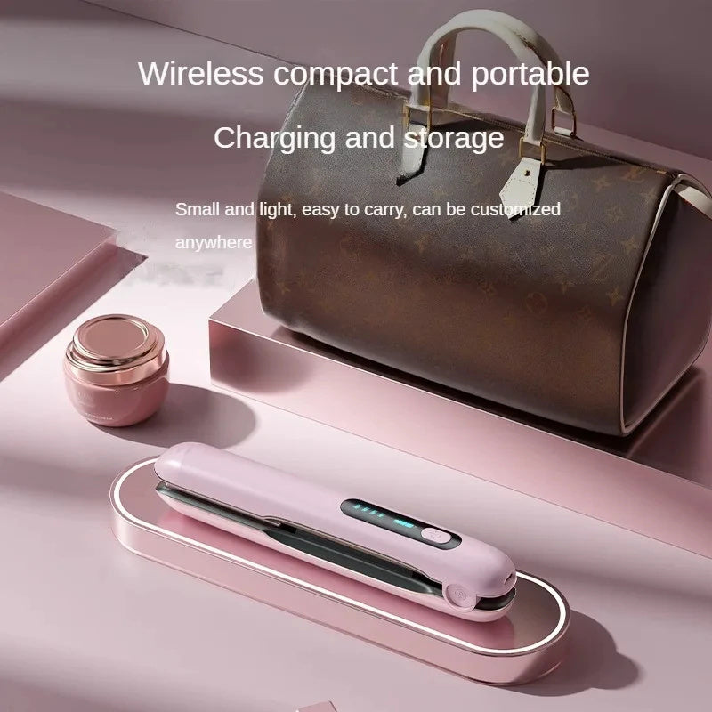 Wireless Hair Straightener & Curler – 2-in-1 USB Portable, Rechargeable, 4 Heat Settings – For Dry & Wet Hair