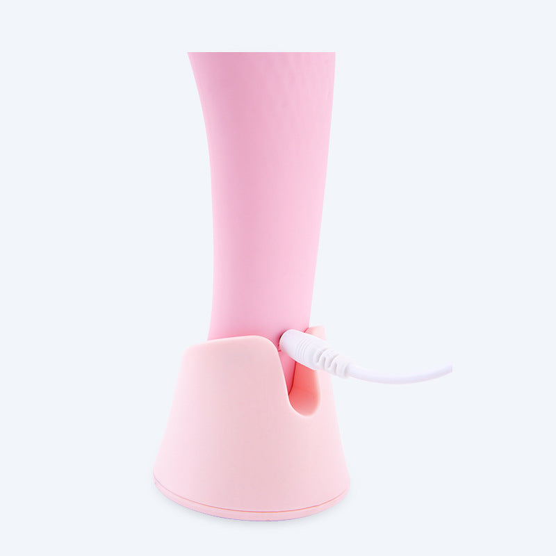 Pink silicone electric facial cleansing brush with holder – deep pore cleaner and skin rejuvenation tool