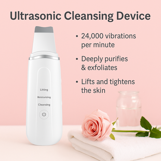 Modern skincare solution - ultrasonic face cleaning device infographic