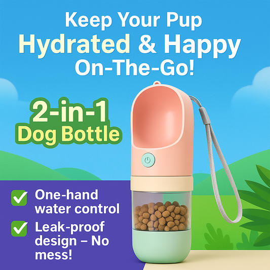2 in 1 Travel Dog Water Bottle Pet Dispenser Feeder
